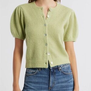 NWT DÔEN Anisa Alpaca-Blend Puff-Sleeve Cardigan